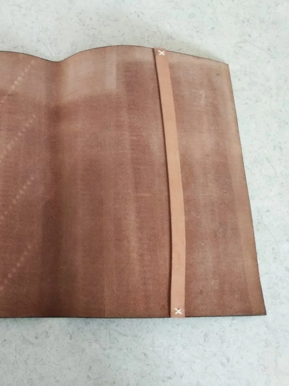 Vintage Leather Book Cover NAGY NORA Green Red Stars Handmade - Picture 6 of 16